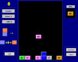 Practise the tables of multiplications by playing with the falling numbers