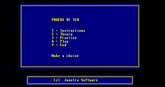 Main menu of Powers of Ten