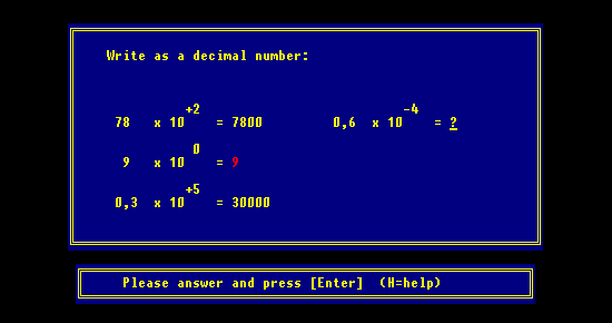 Exercise 2 of Powers of Ten, in which you have to write them as decimal numbers